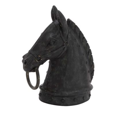 Image showing  Polystone Horse Head Sculpture, 9 in. x 6 in. x 12 in., Black