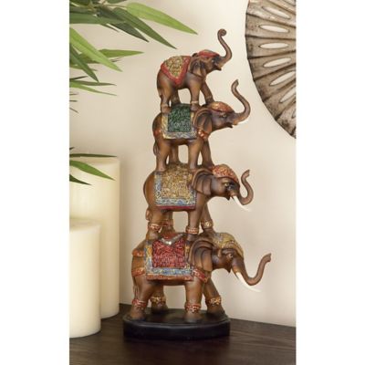 Harper & Willow Polystone Elephant Sculpture, 18 in. x 9 in. x 4 in., Brown