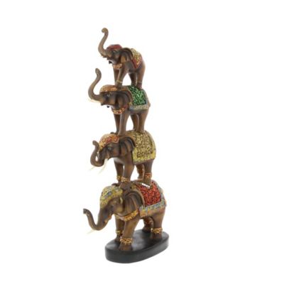 Image showing  Polystone Elephant Sculpture, 18 in. x 9 in. x 4 in., Brown