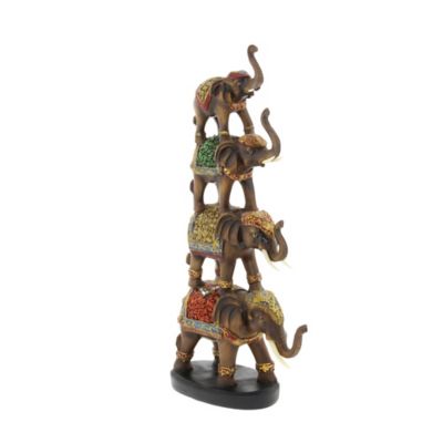 Image showing  Polystone Elephant Sculpture, 18 in. x 9 in. x 4 in., Brown