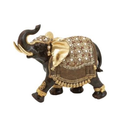 Image showing  Polystone Elephant Sculpture, 9 in. x 10 in. x 4 in., Brown