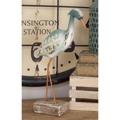 Harper & Willow Light Blue Polystone Coastal Sculpture, Bird, 20 in. x 10 in. x 4 in.