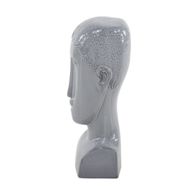 Image showing  Eclectic Gray Stoneware Man Head Sculpture, 13 in. x 5 in. x 5 in.