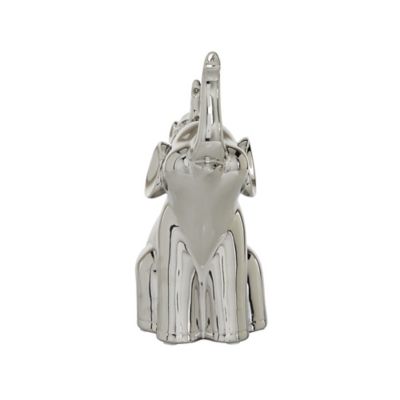 Image showing  Porcelain Elephant Sculpture, 5 in. x 7 in. x 11 in., Silver