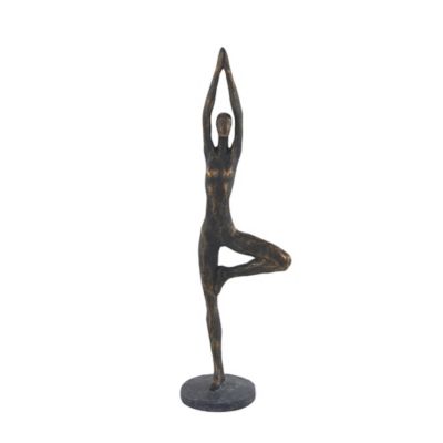 Image showing  Polystone Modern Yoga Sculpture, 18 in. x 6 in. x 4 in., Brass