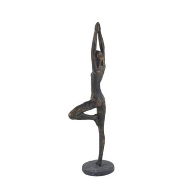 Image showing  Polystone Modern Yoga Sculpture, 18 in. x 6 in. x 4 in., Brass