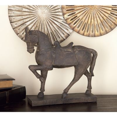 Harper & Willow Polystone Traditional Horse Sculpture, 15 in. x 14 in. x 4 in., Brown