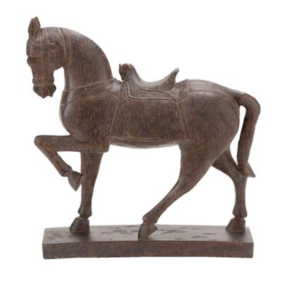 Image showing  Polystone Traditional Horse Sculpture, 15 in. x 14 in. x 4 in., Brown