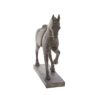 Image showing  Polystone Traditional Horse Sculpture, 15 in. x 14 in. x 4 in., Brown