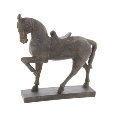 Image showing  Polystone Traditional Horse Sculpture, 15 in. x 14 in. x 4 in., Brown