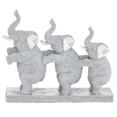 Image showing  Polystone Coastal Elephant Sculpture, 9 in. x 11 in. x 3 in., Silver