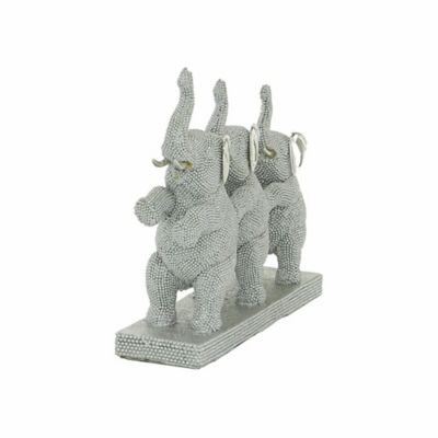 Image showing  Polystone Coastal Elephant Sculpture, 9 in. x 11 in. x 3 in., Silver