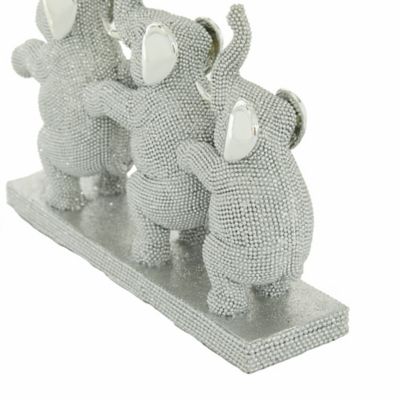 Image showing  Polystone Coastal Elephant Sculpture, 9 in. x 11 in. x 3 in., Silver