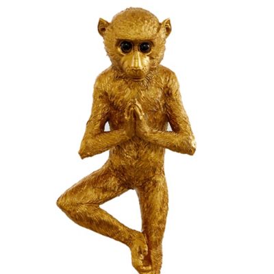Image showing  3 pc. Gold Polystone Eclectic Monkey Sculptures, 6.75 in., 9 in., 11.25 in.