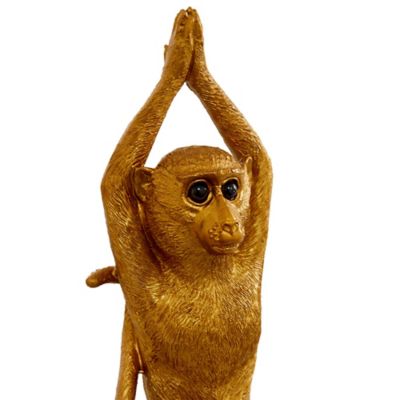 Image showing  3 pc. Gold Polystone Eclectic Monkey Sculptures, 6.75 in., 9 in., 11.25 in.