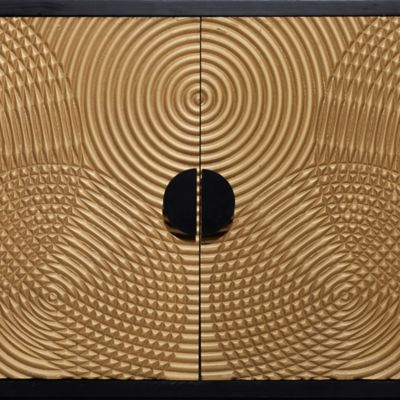 Image showing  33 in. x 30 in. x 14 in. Contemporary Wood Cabinet, Bronze