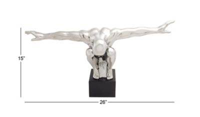 Image showing  Silver Porcelain Traditional Sculpture, Man, 15 in. x 26 in. x 10 in., 96728