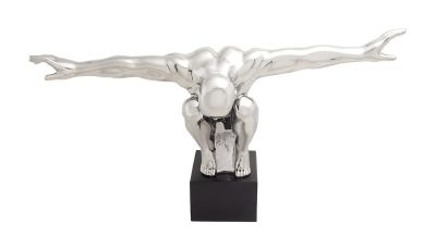 Image showing  Silver Porcelain Traditional Sculpture, Man, 15 in. x 26 in. x 10 in., 96728