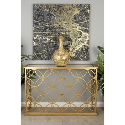 Harper & Willow Traditional Metal Console Table, 32 in. x 47 in., Gold