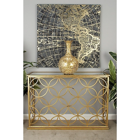 Harper & Willow Gold Traditional Metal Console Table, 32 in. x 47 in.