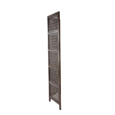 Image showing  Mango Wood Traditional Room Divider Screen, 72 in. x 80 in., Dark Brown