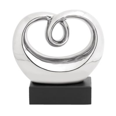 Image showing  Ceramic Modern Abstract Sculpture, 10 in. x 10 in. x 4 in., Silver