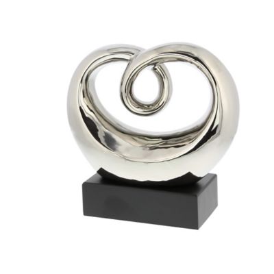 Image showing  Ceramic Modern Abstract Sculpture, 10 in. x 10 in. x 4 in., Silver