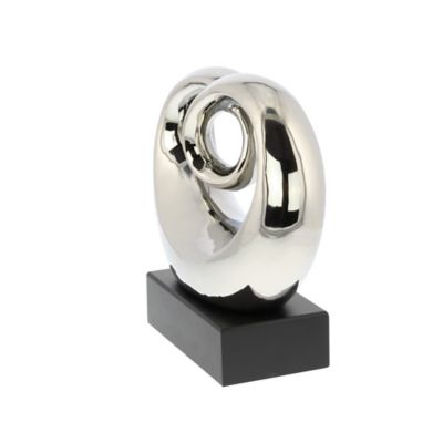 Image showing  Ceramic Modern Abstract Sculpture, 10 in. x 10 in. x 4 in., Silver