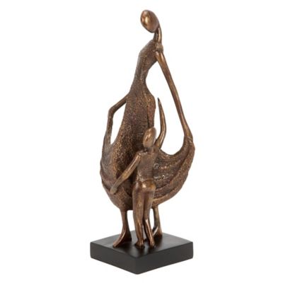Image showing  Traditional Bronze Polystone Mother and Child Sculpture, 5 in. x 13 in. x 5 in.
