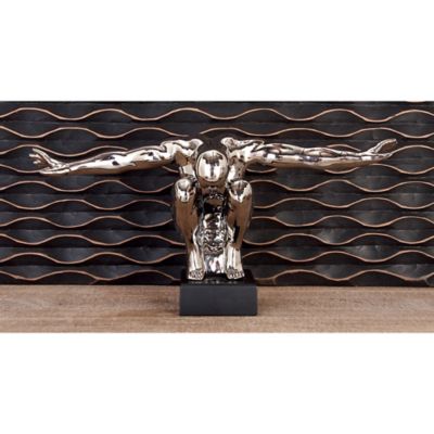 Harper & Willow Porcelain Traditional Man Sculpture, 8 in. x 17 in. x 5 in., Silver