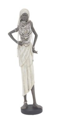 Image showing  3 pc. White Polystone Women Sculptures, 15 in., 20 in., 24 in.