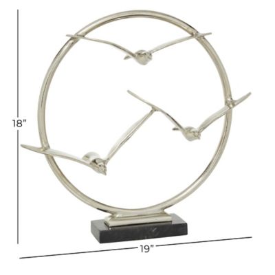 Image showing 5 th Harper & Willow Aluminum Modern Bird Sculpture, 18 in. x 19 in. x 5 in., Silver