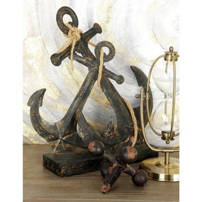 Harper & Willow Black Metal Coastal Sculpture, Anchor, 16 in. x 12 in. x 5 in.