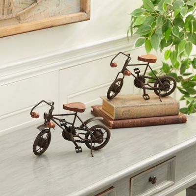 Harper & Willow Black Metal Traditional Sculptures, Bicycle, 10 Inch Length x 4 Inch Width x 7 Inch Height, Set of 2, 79670
