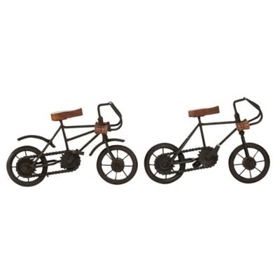 Image showing  Black Metal Traditional Sculptures, Bicycle, 10 Inch Length x 4 Inch Width x 7 Inch Height, Set of 2, 79670