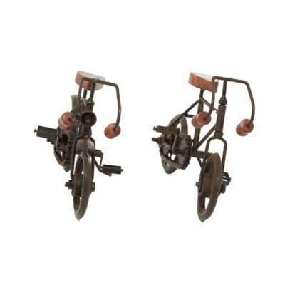 Image showing  Black Metal Traditional Sculptures, Bicycle, 10 Inch Length x 4 Inch Width x 7 Inch Height, Set of 2, 79670