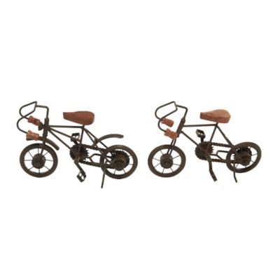 Image showing  Black Metal Traditional Sculptures, Bicycle, 10 Inch Length x 4 Inch Width x 7 Inch Height, Set of 2, 79670