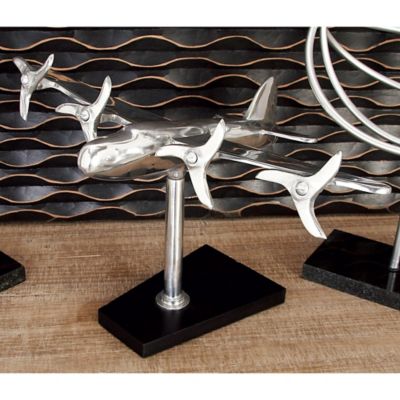 Harper & Willow Silver Aluminum Airplane Sculpture, 11 in. x 12 in. x 16 in.