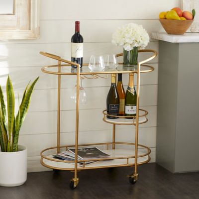 Harper & Willow 3-Tier Contemporary Wheeled Bar Cart
