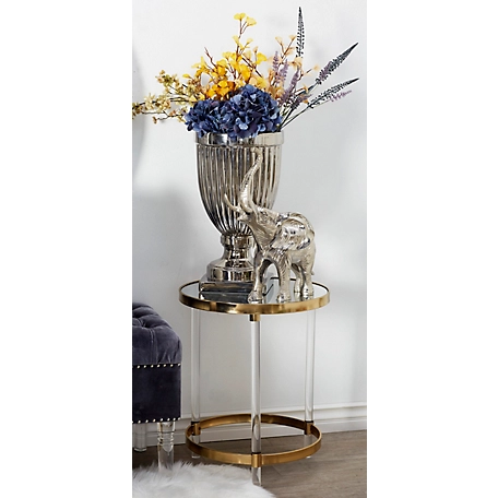 Harper & Willow Gold Contemporary Acrylic Accent Table, 23 in. x 19 in.