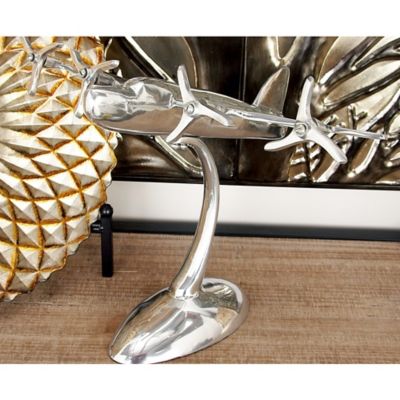 Harper & Willow Aluminum Traditional Plane Sculpture, 9 in. x 12 in. x 17 in., Silver