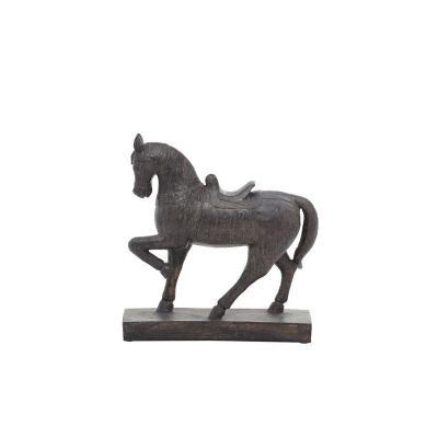 Image showing 1 th Harper & Willow Traditional Polystone Standing Horse Table Sculpture, 9 in. x 9 in. x 3 in., Brown