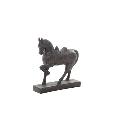 Image showing 2 th Harper & Willow Traditional Polystone Standing Horse Table Sculpture, 9 in. x 9 in. x 3 in., Brown