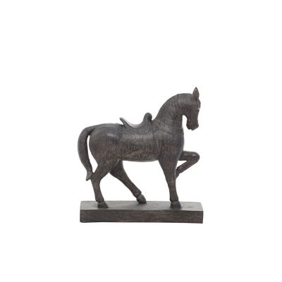 Image showing 4 th Harper & Willow Traditional Polystone Standing Horse Table Sculpture, 9 in. x 9 in. x 3 in., Brown