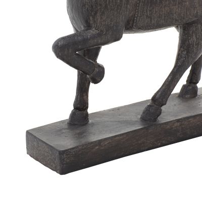 Image showing 7 th Harper & Willow Traditional Polystone Standing Horse Table Sculpture, 9 in. x 9 in. x 3 in., Brown