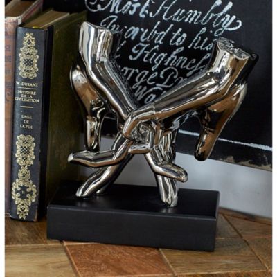 Harper & Willow Porcelain Traditional Hands Sculpture, 8 in. x 7 in. x 4 in., Silver