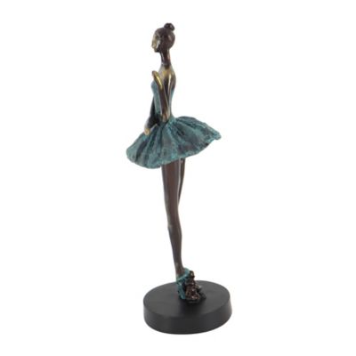 Image showing  Polystone Traditional Dancer Sculptures, 13 in., 12 in., 11 in., Teal, 3 pc.