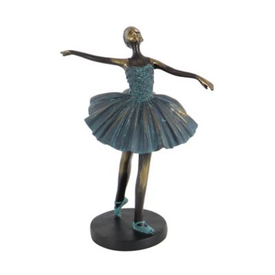 Image showing  Polystone Traditional Dancer Sculptures, 13 in., 12 in., 11 in., Teal, 3 pc.