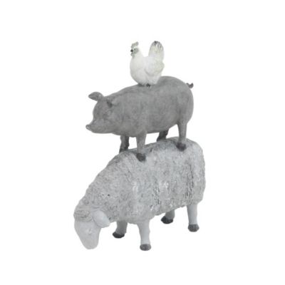 Harper & Willow Polystone Stacking Animals Sculpture, 12 in. x 9 in. x 4 in., Gray