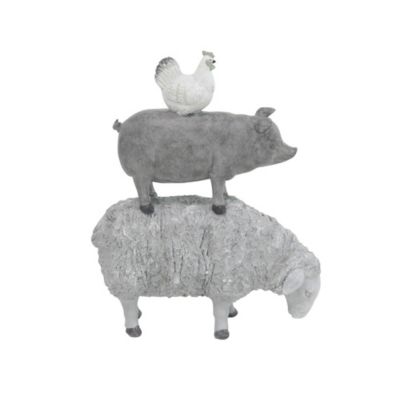 Image showing  Polystone Stacking Animals Sculpture, 12 in. x 9 in. x 4 in., Gray